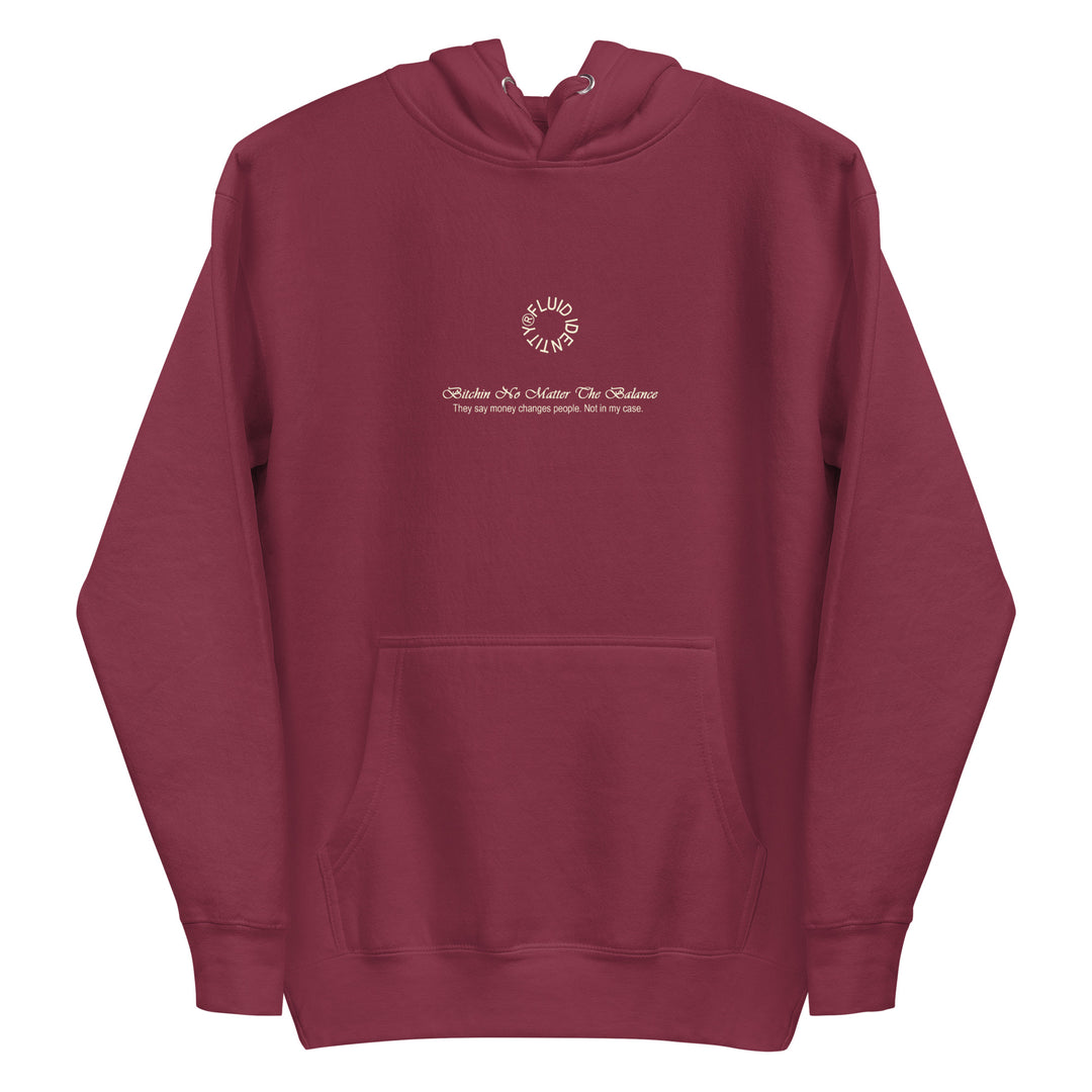 Burgundy Fluid Identity Hoodie featuring Urban Style Streetwear Fashion with a front pocket